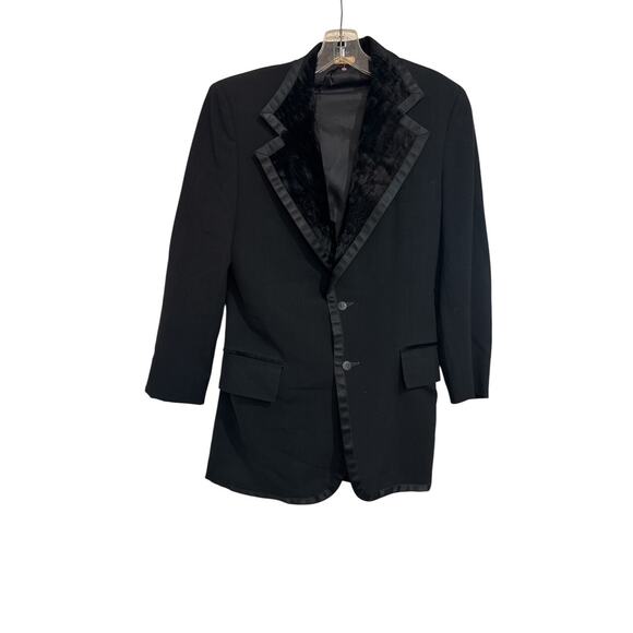 MENS VINTAGE AFTER 6 CRUSTED VELVET WOOL TUX SMOKING BLAZER SZ 38 - Picture 5 of 5